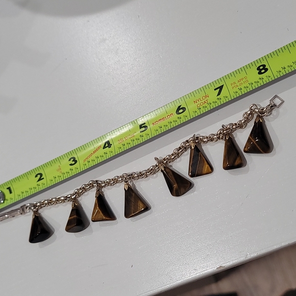 Tigers eye charm dangle brown yellow bracelet - Picture 9 of 11